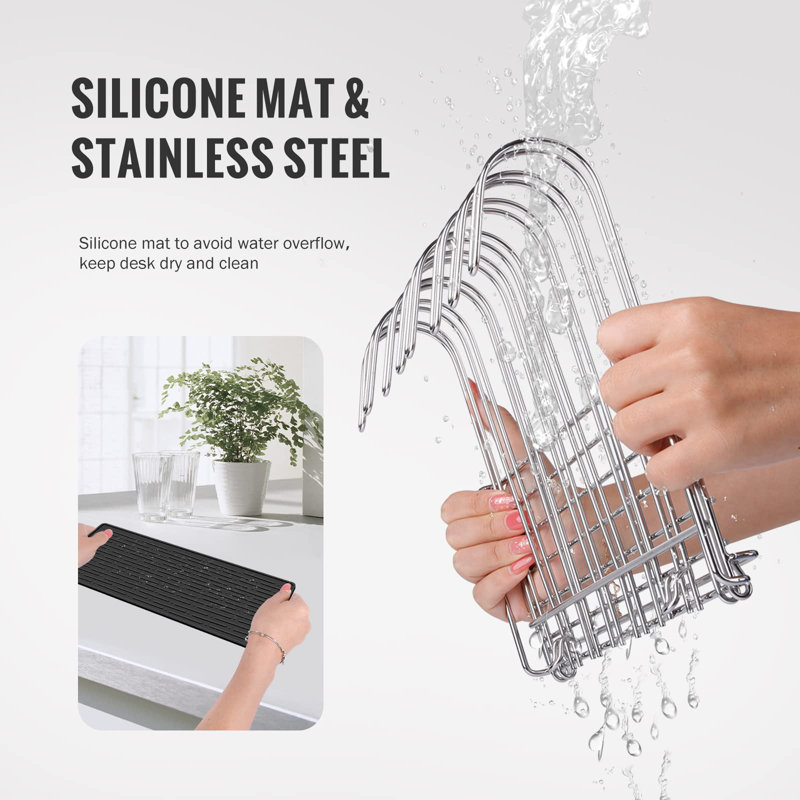 Porte-sac réutilisable avec tapis de séchage pour tasses, séchoir à sac en plastique, séchoir à vaisselle, porte-éponge de rangement de comptoir de cuisine pliable, support de sécheuse