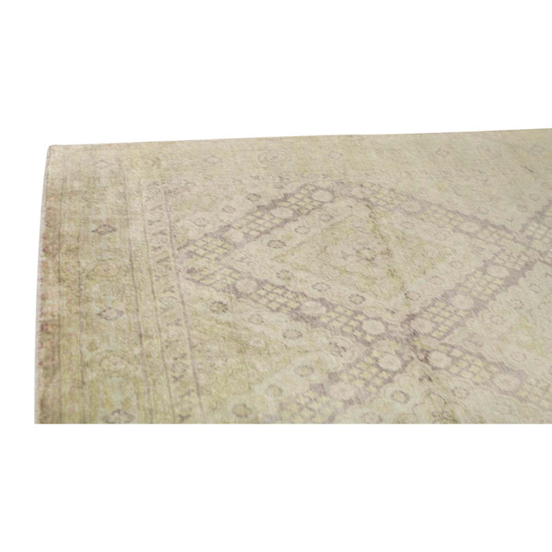 Silk Geometric Area Rug in Beige