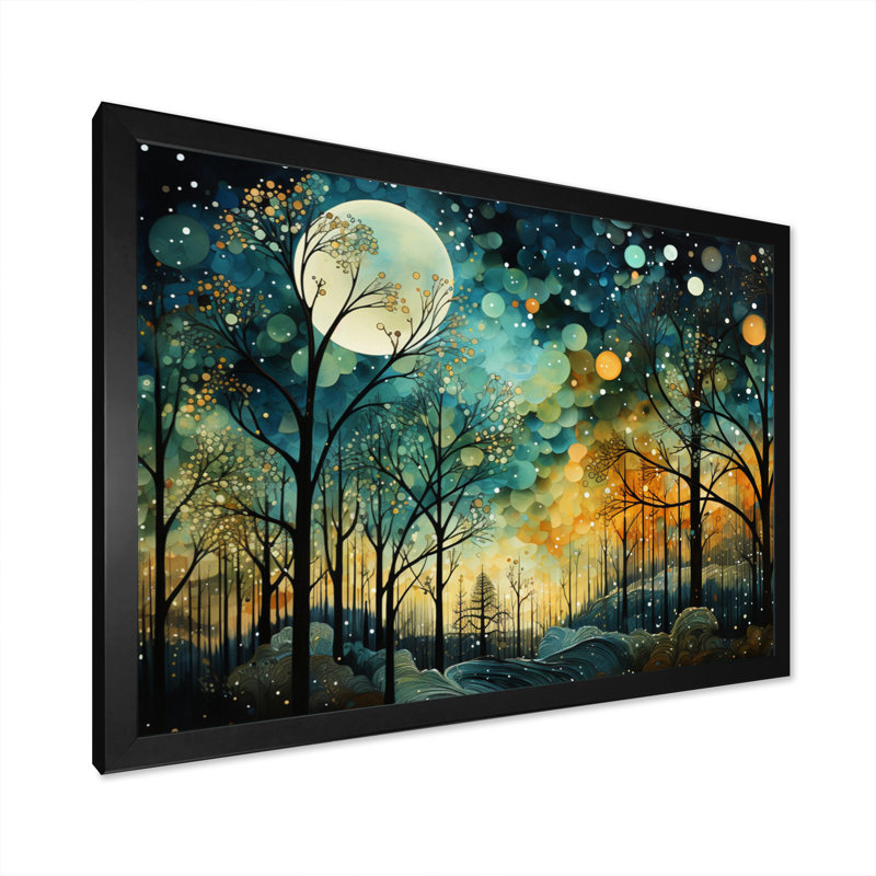 «Enchanted Forest - Abstract Collages», art mural, H 30 po x l 40 po, Cadre photo unique, Noir