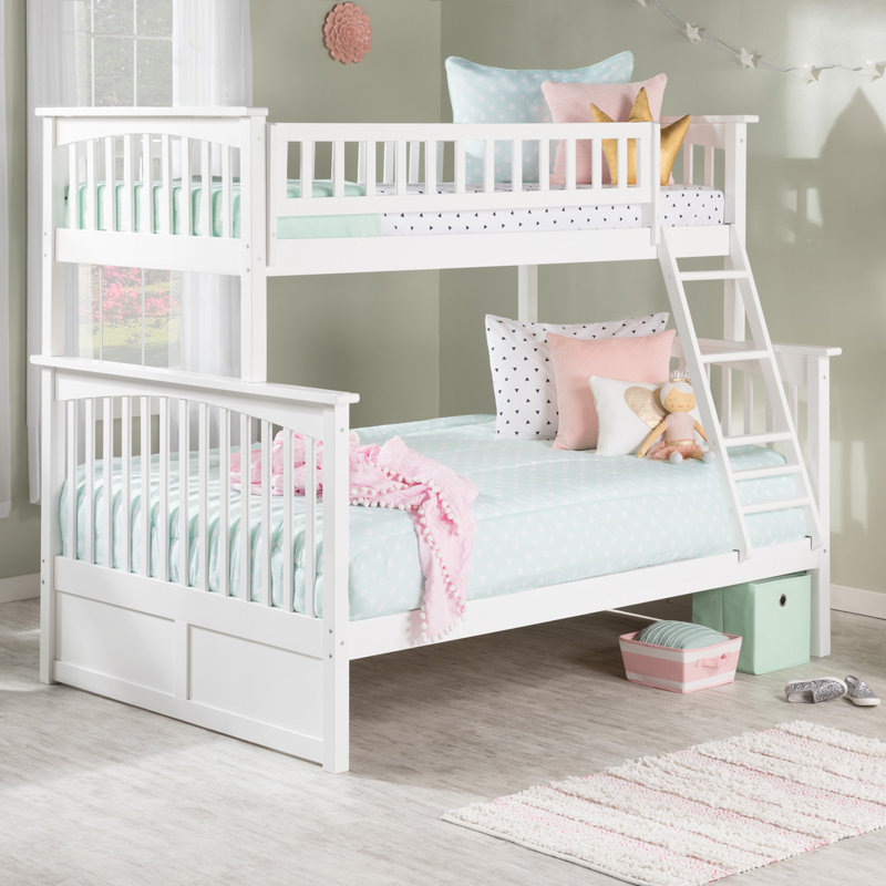  Flinn Solid Wood Bunk Bed, Twin over Full, White