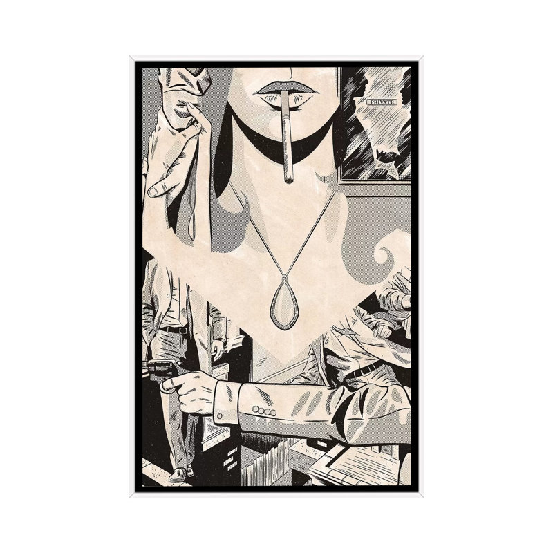 Noir Poster by Joseph McDermott - Print on Canvas, 101.6 cm H x 66.04 cm W, White Framed