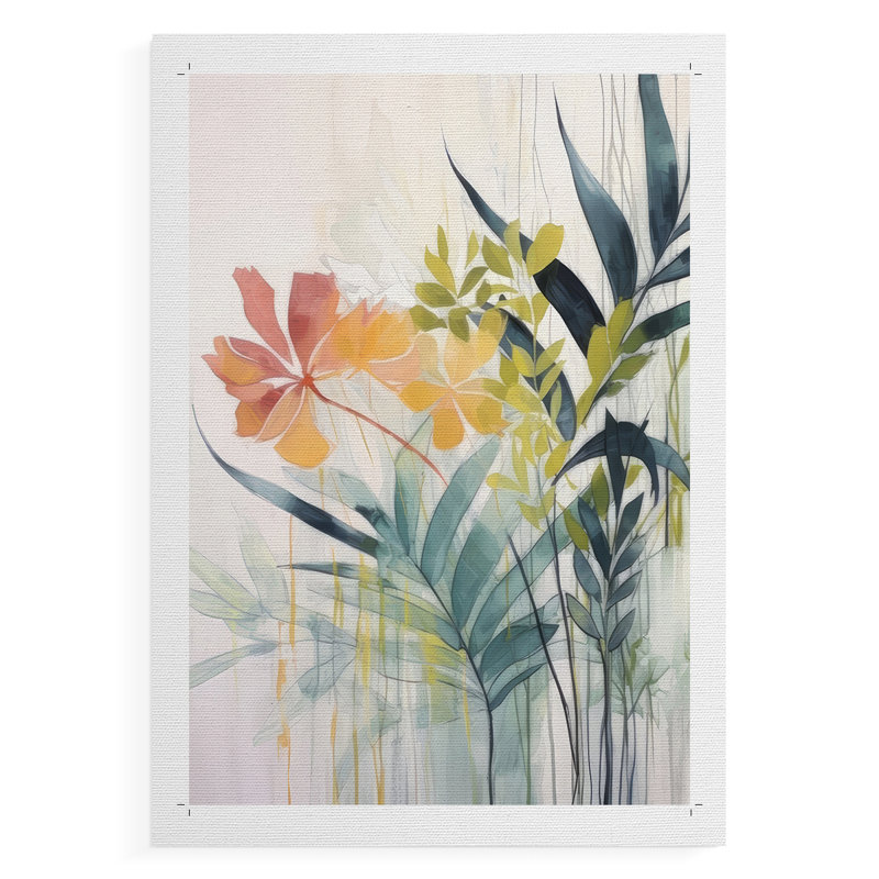 Élégance florale rose et jaune II - reproduction de toile seulement - non encadrée