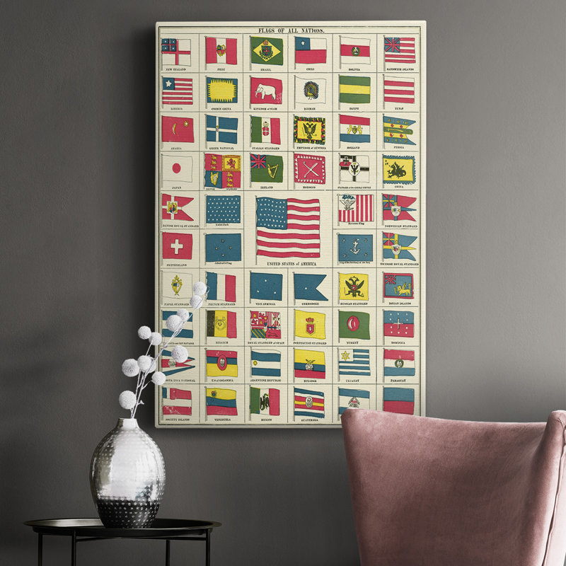 «Flags of All Nations III», peinture sur toile tendue, H 27 po x l 16 po x P 1 po