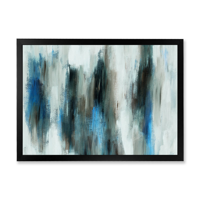 Abstrait gris et bleu tempête - reproduction de cadre flottant sur toile, Cadre photo noir, H 8 po x l 12 po x P 1 po