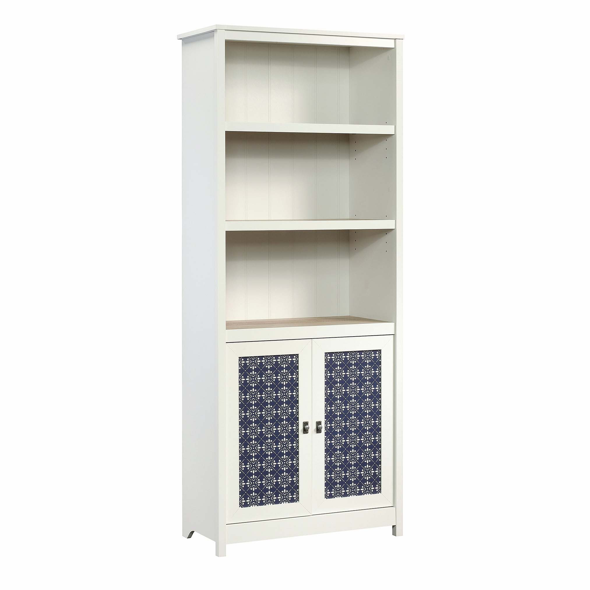 Latitude Run® White Library Bookcase with Doors and Adjustable Shelves ...