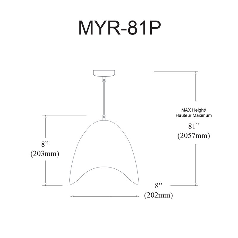 Luminaire suspendu géométrique unique à 1 lumière Myra, H 82 po x l 8 po x P 8 po, Noir