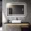 Miroir de salle de bain mural 40 po x 32 po à DEL, 5 minutes, 3 couleurs réglables, Cri90 +, Full Hd, miroir à mémoire de forme HD de 32 mm, à intensité variable, monté, activé
