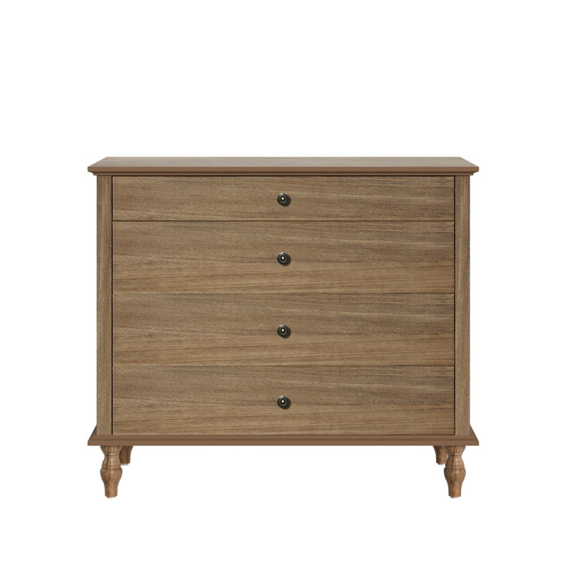 Large 4-Drawer Dresser With Solid Wood Foot, Light Brown