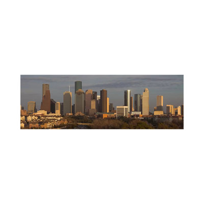 Houston Panoramic Skyline Cityscape (Evening) - Wrapped Canvas Panoramic Print