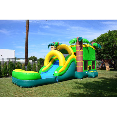 JumpOrange Tropical Aloha Commercial Grade Bounce House Water Slide for Kids (with Pool and Blower)