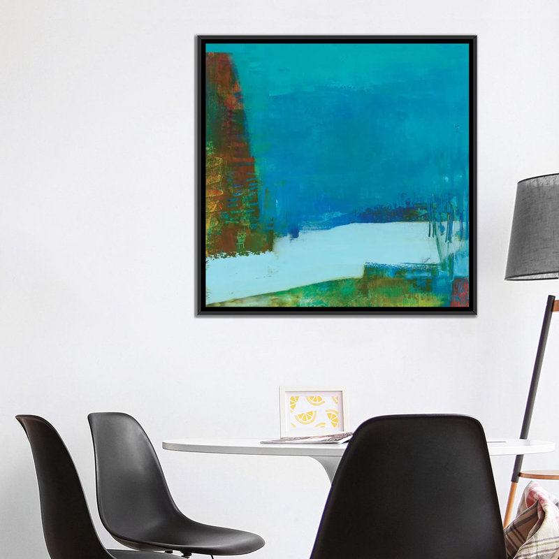 «Hey Day I», reproduction sur toile, H 18 po x l 18 po x P 1,5 po, Toile avec cadre noir, Blanc