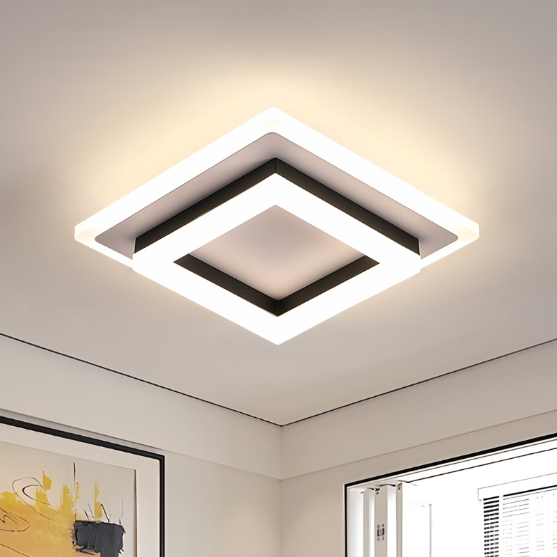 Aweys 1-Light 20cm Square LED Flush Mount Ceiling Light, 4000K, Clear