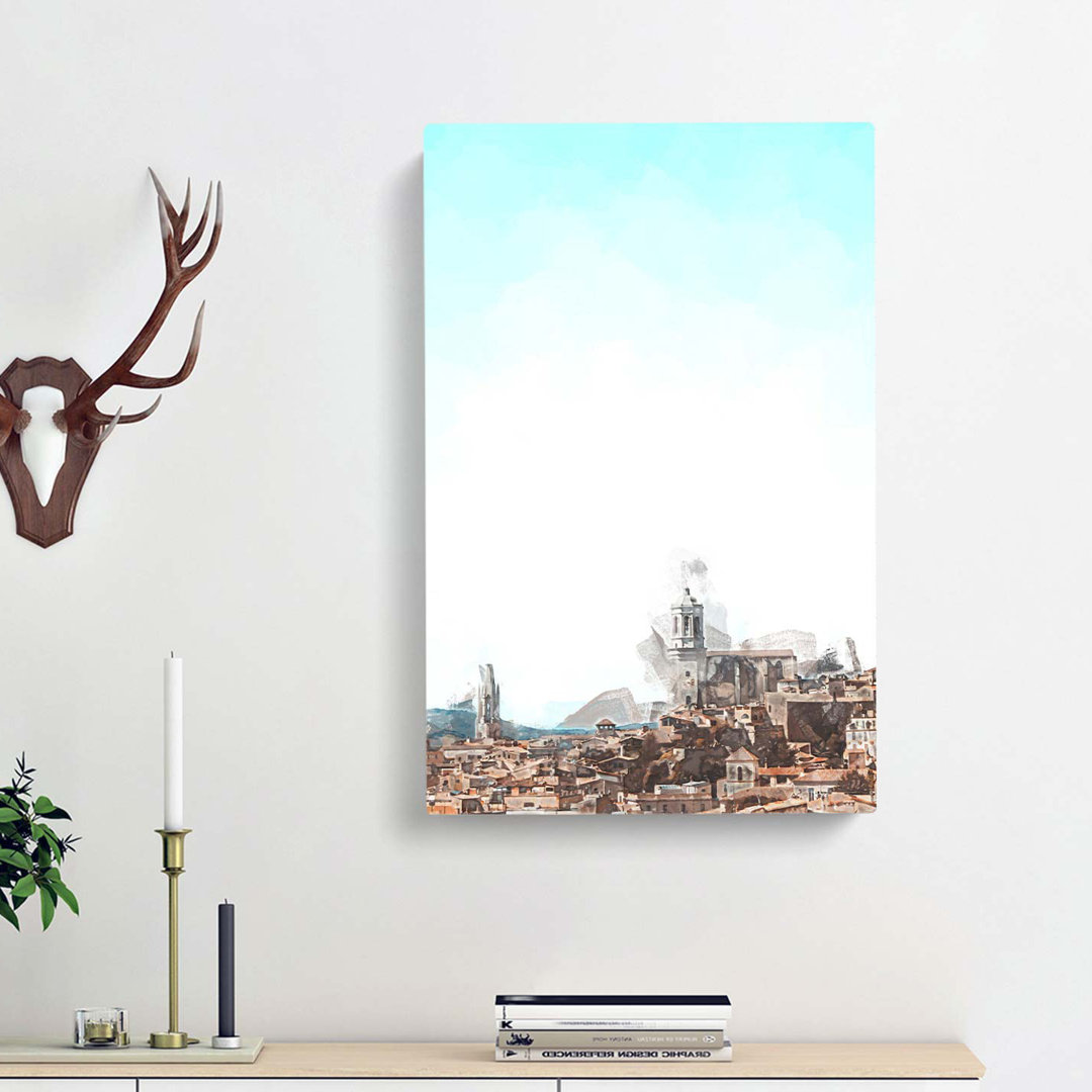 Girona in Spain in Abstract - Wrapped Canvas