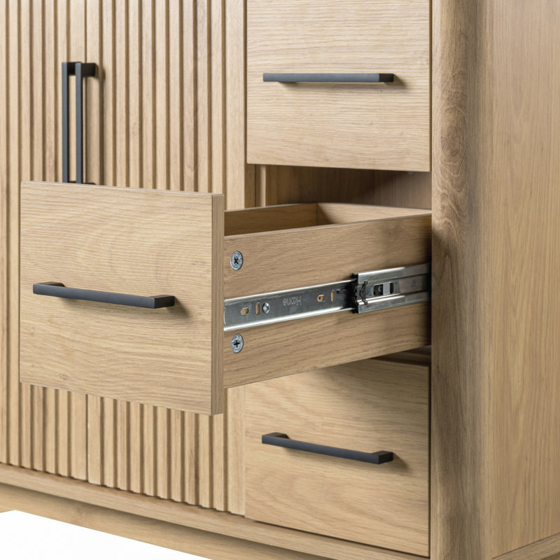 Meuble-lavabo autoportant en bois de 76 cm (30 pouces) avec lavabo en céramique et poignées noires