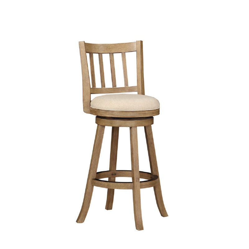 Tabouret de bar / de comptoir Cremilde, Bois flottant brossé au métal et ivoire
