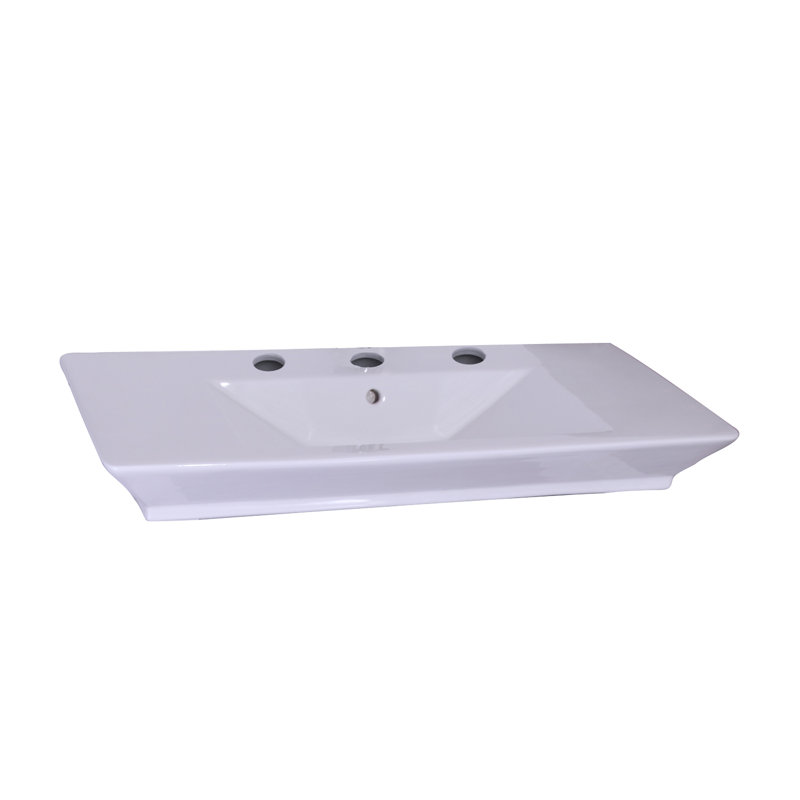 Barclay Opulence 19.38'' White Fireclay Rectangular Bathroom Sink with Overflow, 8" Centers
