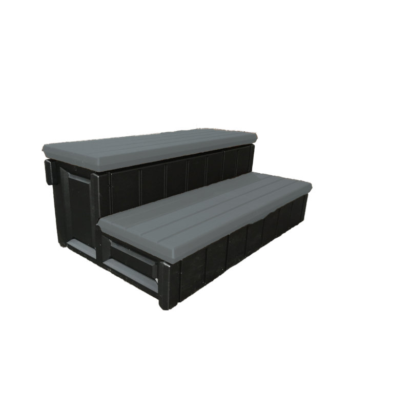 Gray and Black 36-Inch Weatherproof Polyethylene Spa Steps