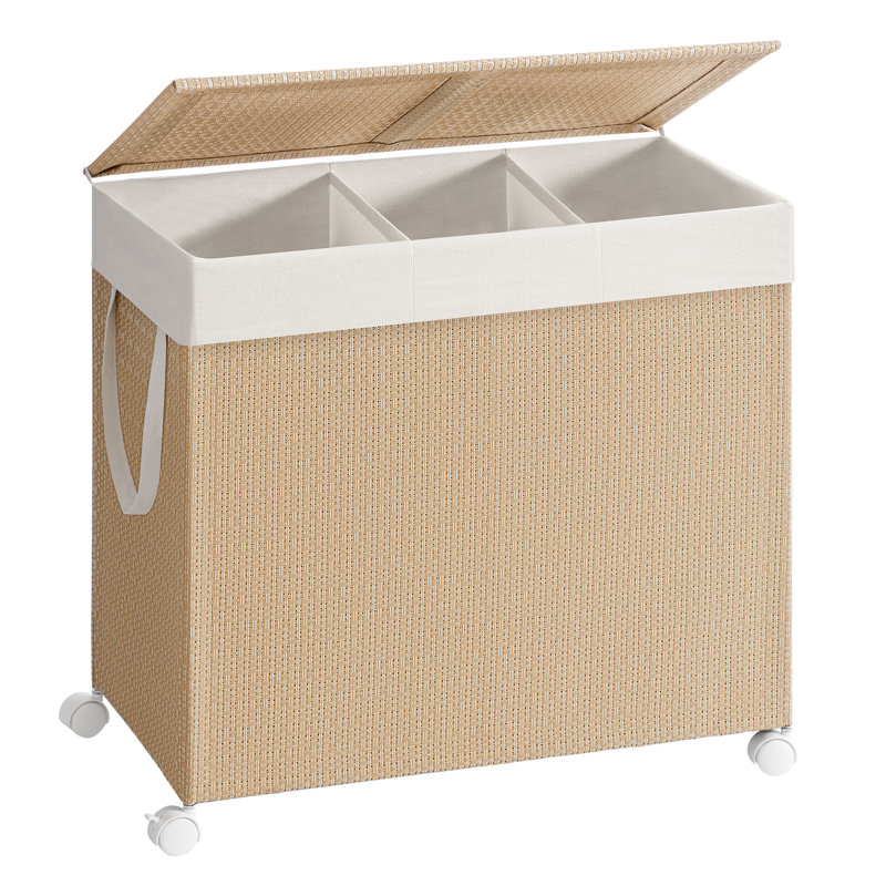 Rolling Laundry Hamper with Handles, 65cm H x 66.5cm W x 37.5cm D