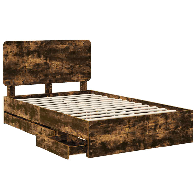 Bed, Small Double (4'), Smoked Oak