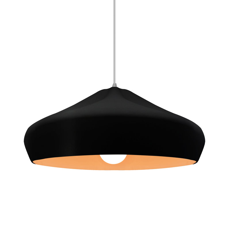 Radiance - luminaire suspendu 1 lumière Crease - noir mat carbone avec intérieur champagne doré - laiton antique - l 15,25 po x H 6,5 po - ampoule remplaçable - cordon blanc