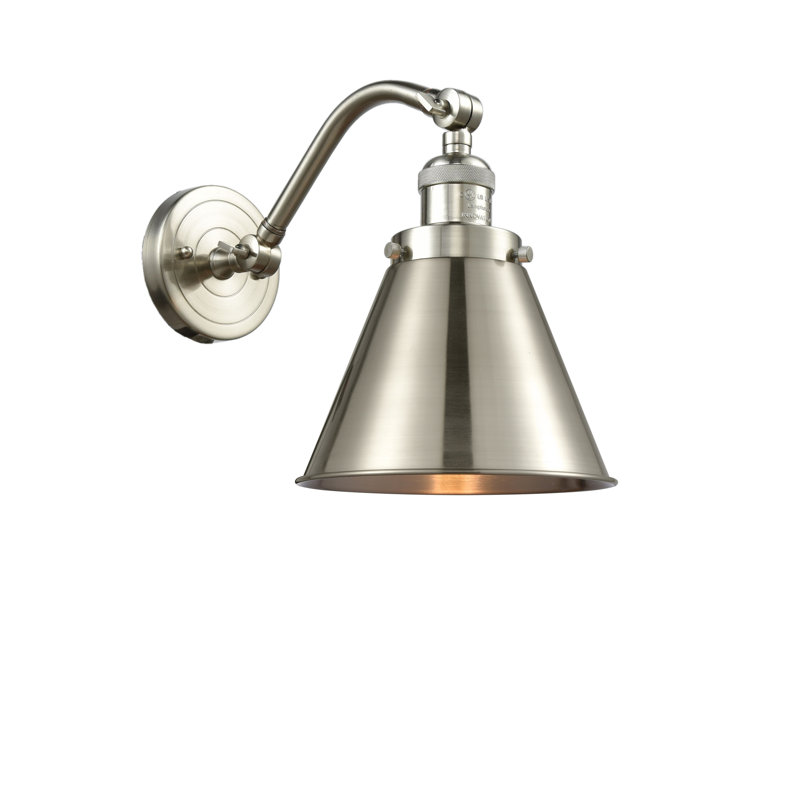 Applique murale en acier Donovan, Nickel satiné brossé, Nickel satiné brossé, Ampoule DEL 6 watts Vinage