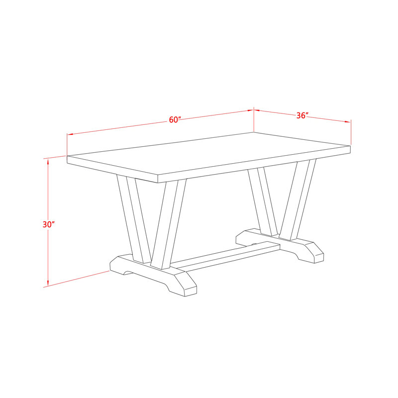 Ensemble de table de salle à manger 7 pièces composé d'une table de cuisine rectangulaire avec pieds en V et 6 chaises de salle à manger Parson