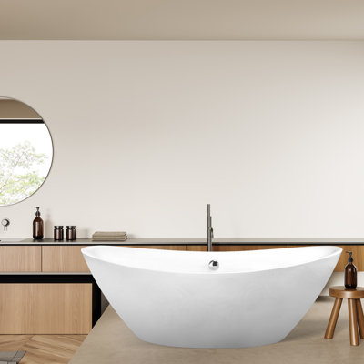 Allegra 70.9'' x 33.9'' Soaking Acrylic Bathtub