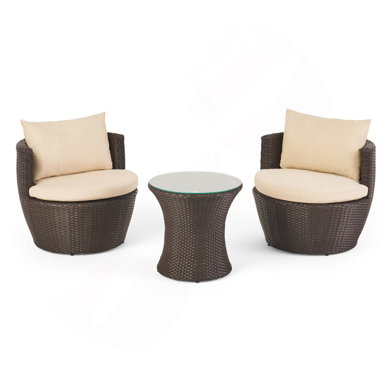 3Pc Pe Chat Set, Beige, Brown