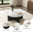 35.4" Modern Round Coffee Table, White Table top with Black Wood Cross Base for Living Room