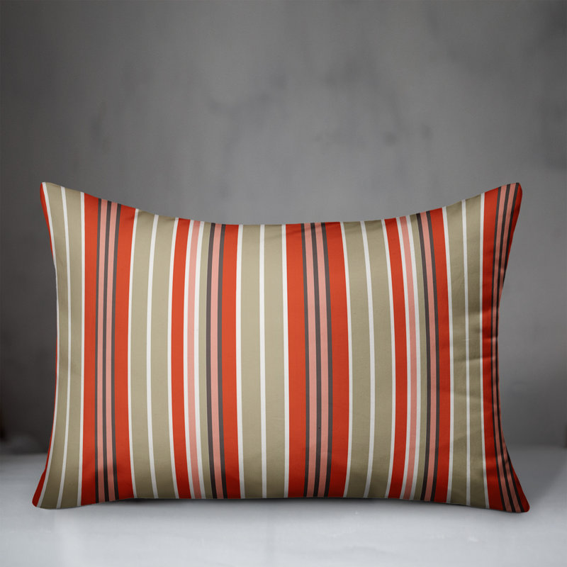 Stripes Striped Reversible Throw Pillow, Red/Pink/Tan