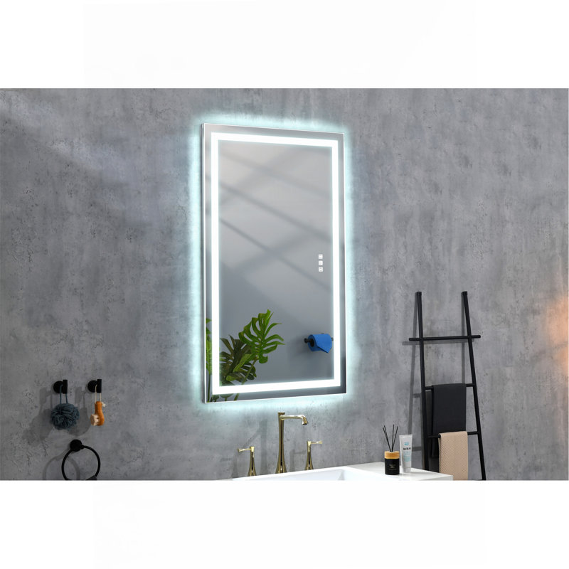Miroir mural polyvalent pour salle de bain avec éclairage multiple et fonctionnalité antibuée