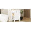 Meuble-lavabo rétro classique de 61 cm (24 po) avec lavabo en céramique lisse, structure en bois massif, porte à fermeture amortie, rangement latéral, étagères à 2 niveaux, trous prépercés pour la robinetterie, trop-plein fini, autoportant