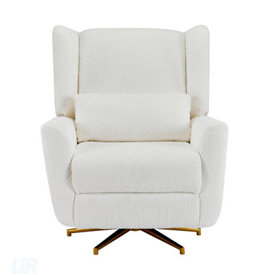 Fauteuil inclinable électrique pivotant à 360 °, rembourré Boucle et base dorée 5 étoiles pour une détente moderne