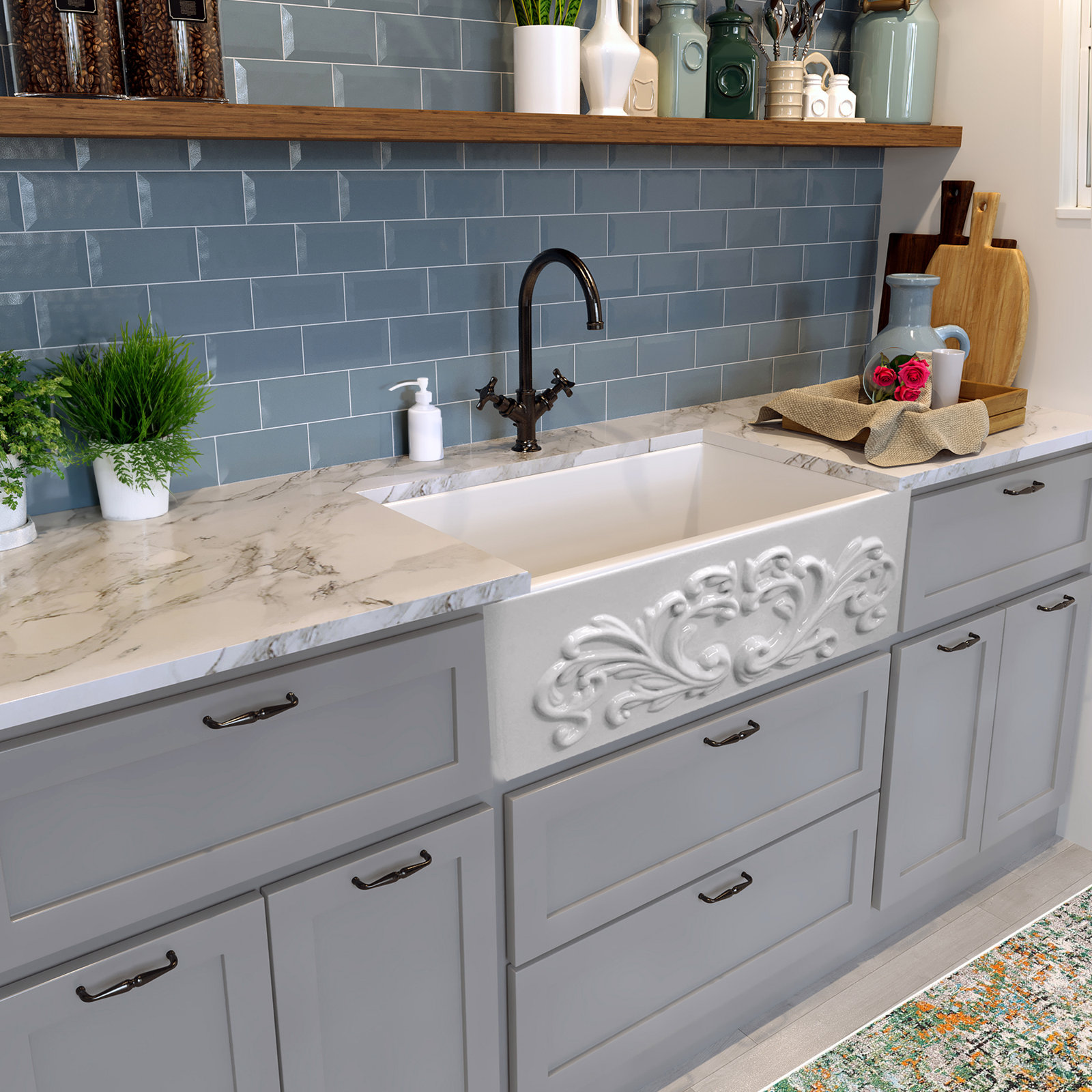 Vineyard 33" Fireclay Farmhouse Kitchen Sink, White