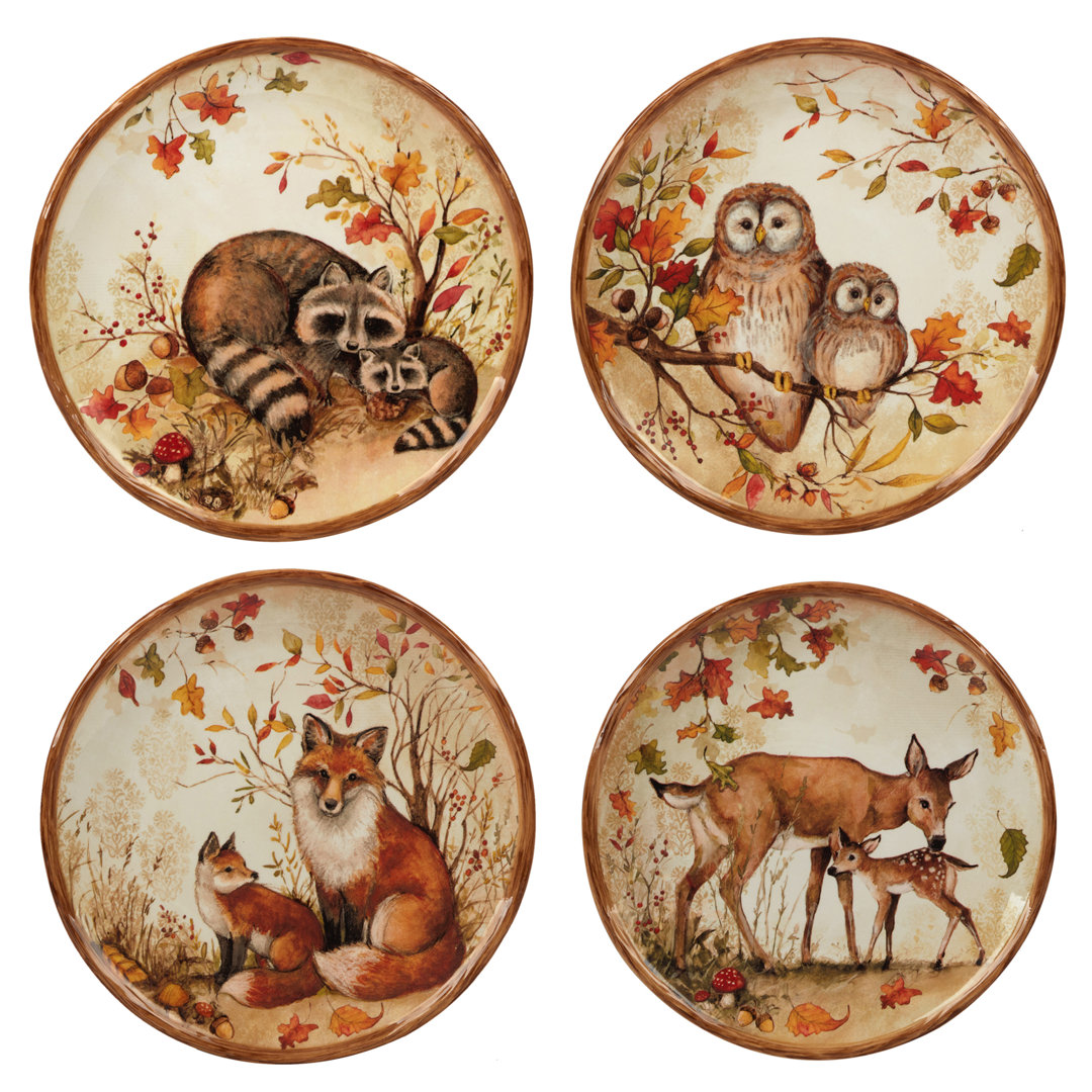 Certified International Pine Forest Set Of 4 Dessert Plate Certified International