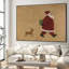 Très grand imprimé mural d'art sur toile - Père Noël marchant avec un renne, décor de scène de Noël pour le salon ou la chambre à coucher - «Assemblage requis du cadre (cadre non fini)»-137820206