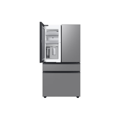 Samsung Bespoke Stainless Steel Counter Depth Kitchen Package With 23 Cu. Ft. Smart BESPOKE 4-Door French-Door Refrigerator With Customizable Panel Colors And Beverage Center In Stainless Steel