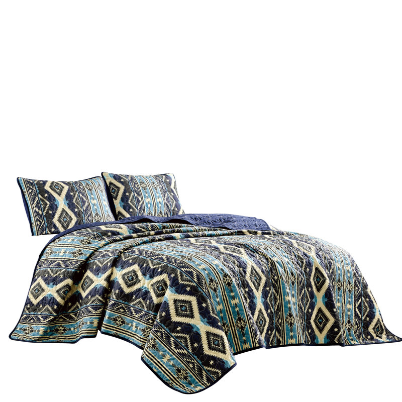 Irish Chain Coverlet, Queen Bedspread + 2 Queen Shams