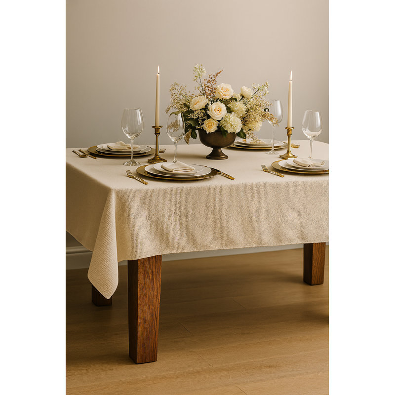 Waffle Weave Solid Color Tablecloth, Natural, 56" W x 88" L