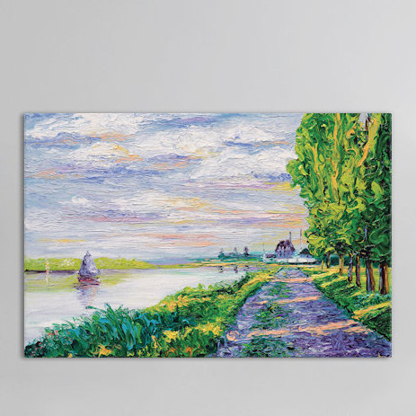 Reproduction d’art sur toile tendue, "hommage light lighting" à monet, H 12 po x l 18 po x P 1,5 po