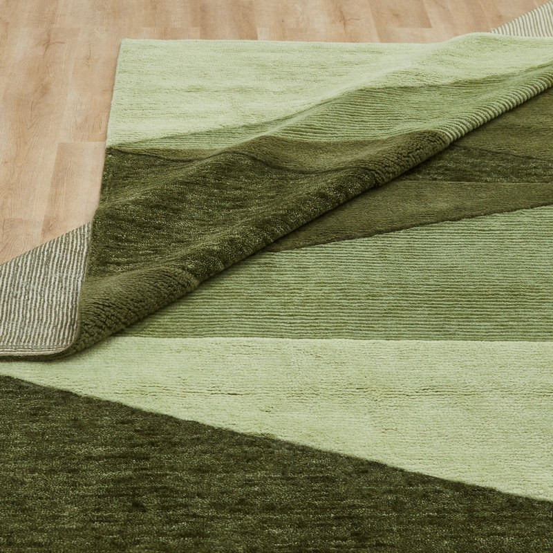 Arlo Hand Tufted Wool Geometric Area Rug in Green, 8'6" x 11'6"
