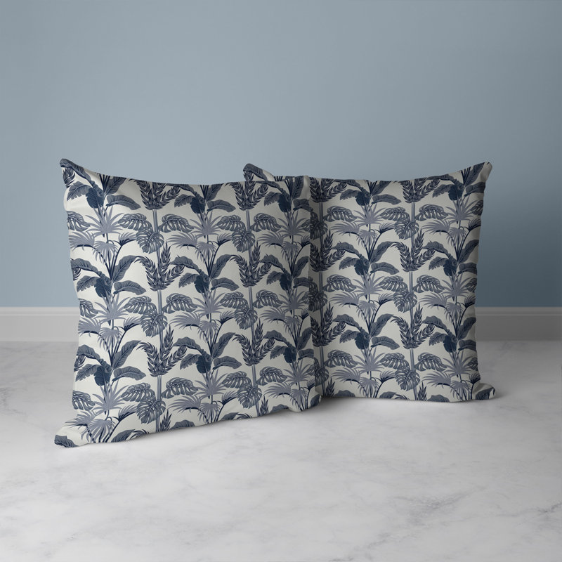 Coussin décoratif intérieur / extérieur Jungle Symphony, Gris/beige, H 16 po x l 16 po