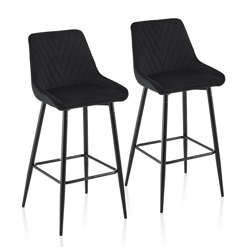 Ahrent Upholstered Counter Stool with Metal Frame, Black