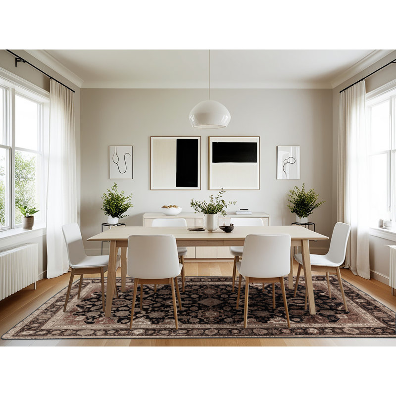 Machine Washable Persian Brown Area Rug, Rectangle 7' x 10'