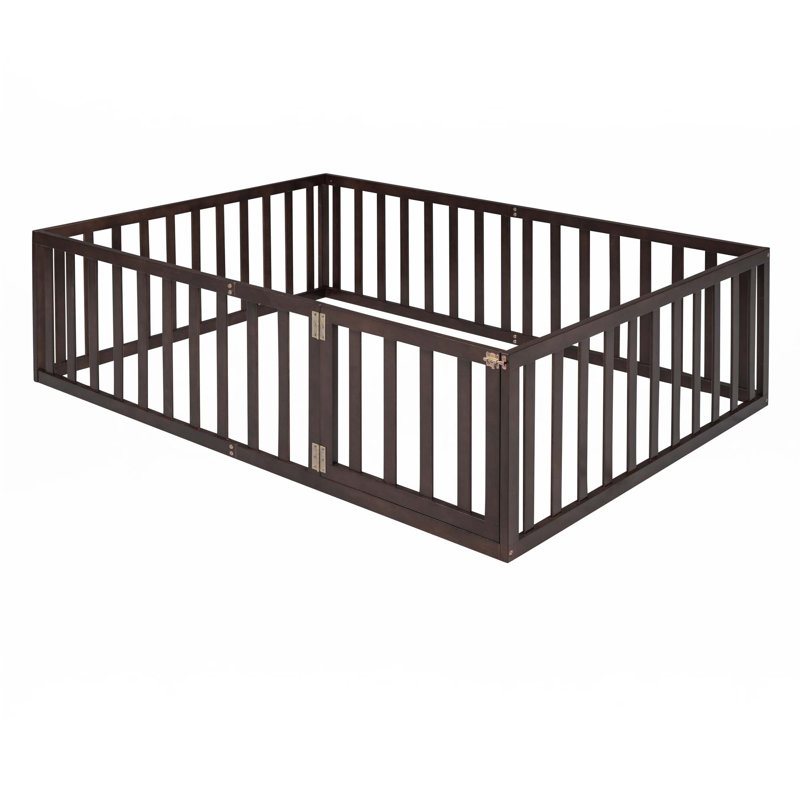 Wood Daybed Frame With Fence, Walnut, Full/Double