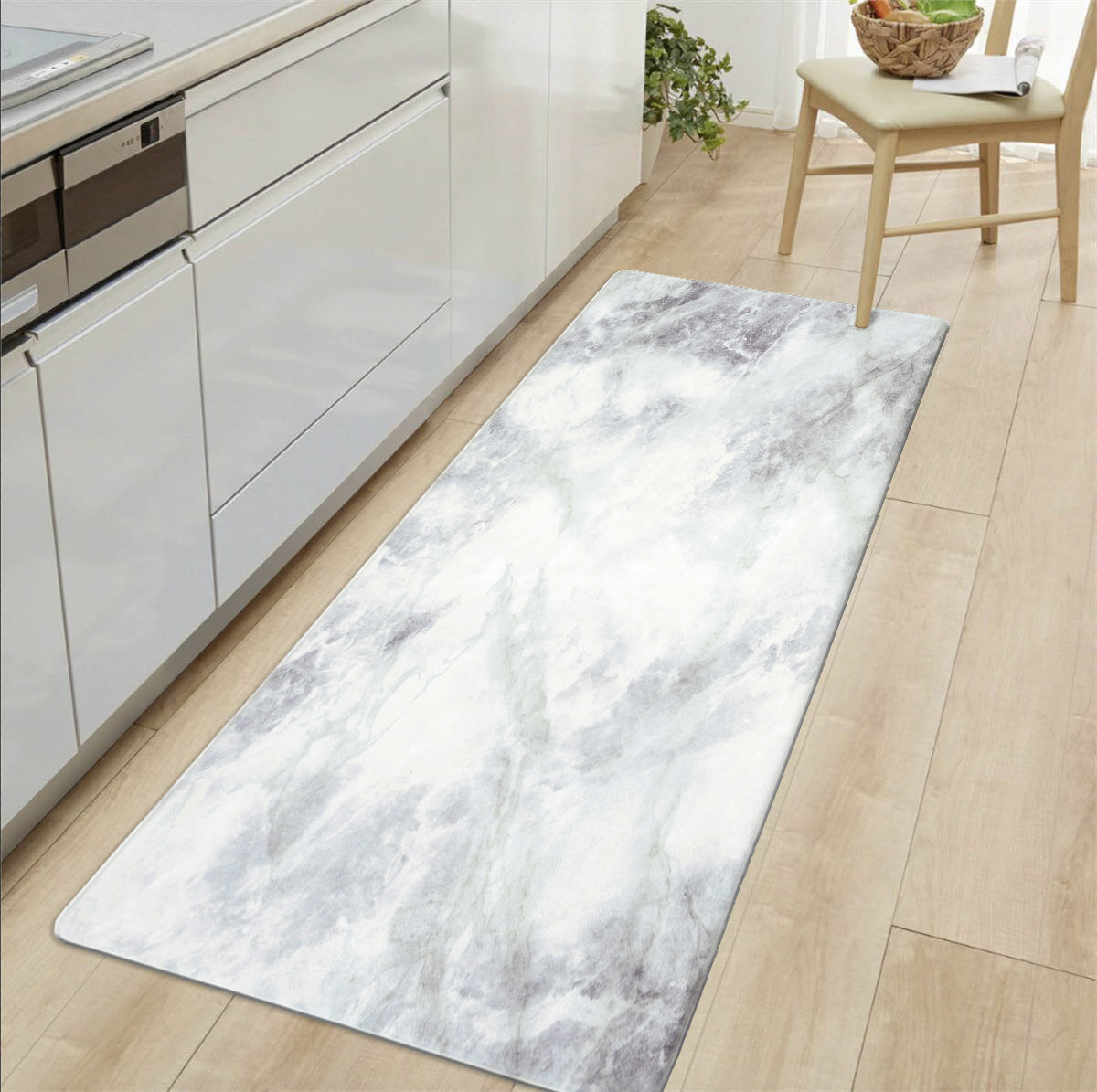 Gold White Kitchen Rugs Cushioned anti Fatigue 2 Piece Set Marble