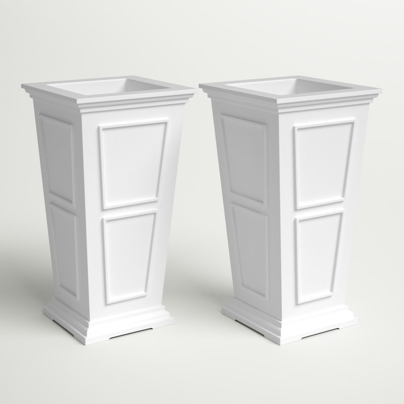 Abram Tall Planter Box, White, 2