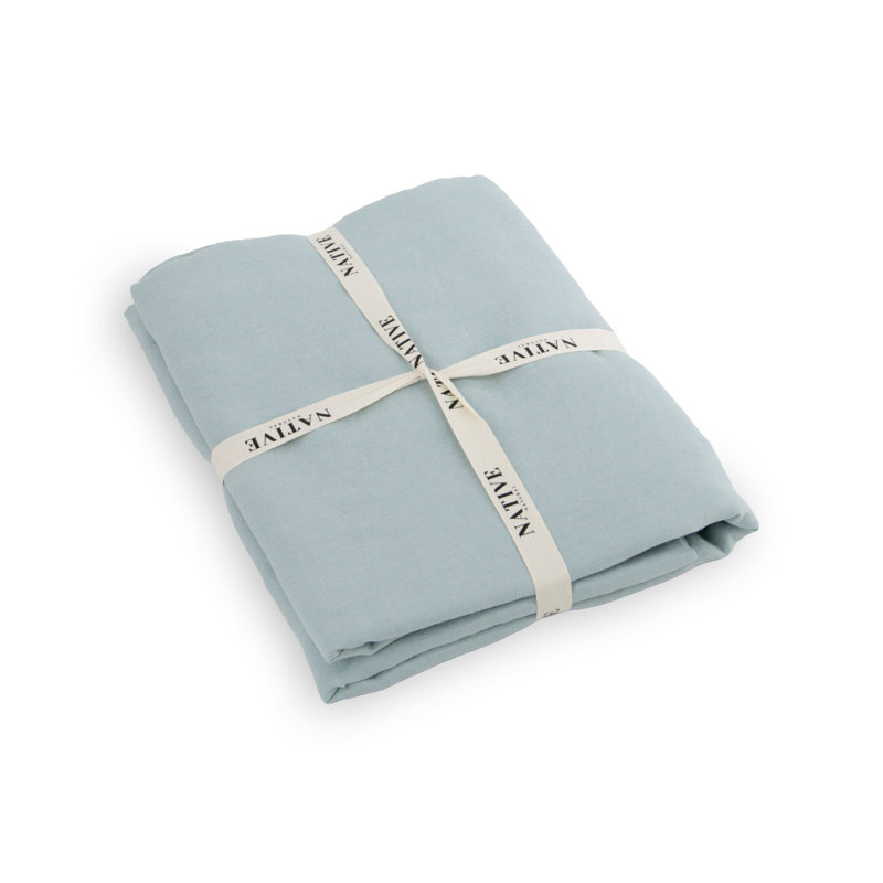 100% Linen Machine Woven Fitted Sheet, Blue, Kingsize (5')