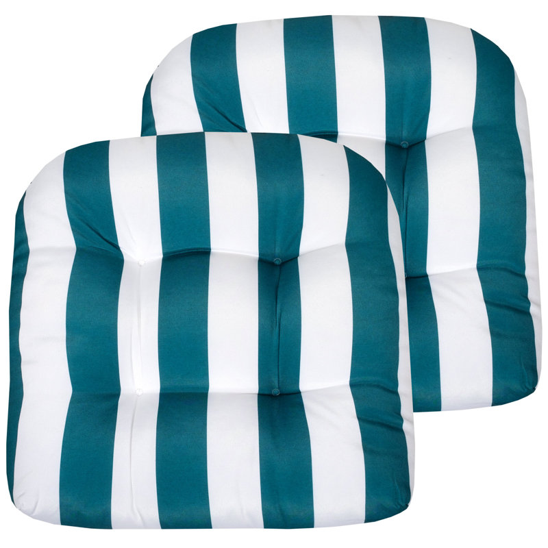 Coussins de coussins de patio intérieur / extérieur Stripe, Paon / polyester blanc, 2