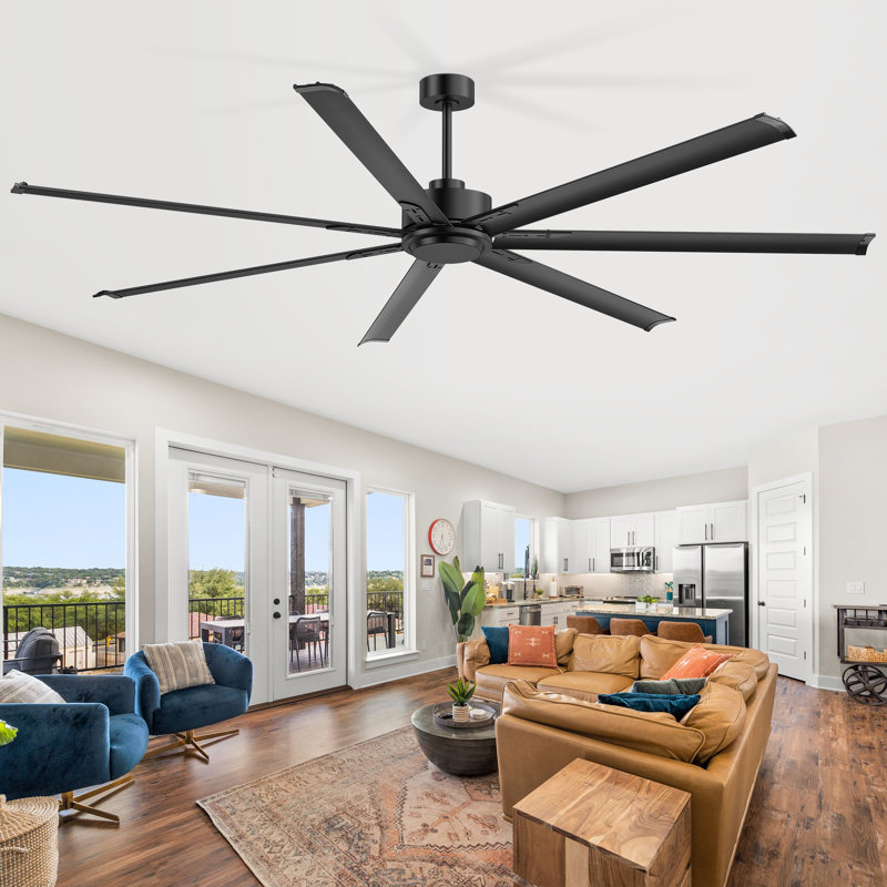 84/96/108/120 Inch Extra Large Ceiling Fan With Remote Control,Industrial Aluminum Blades Ceiling Fan Without Light, 84" Wide